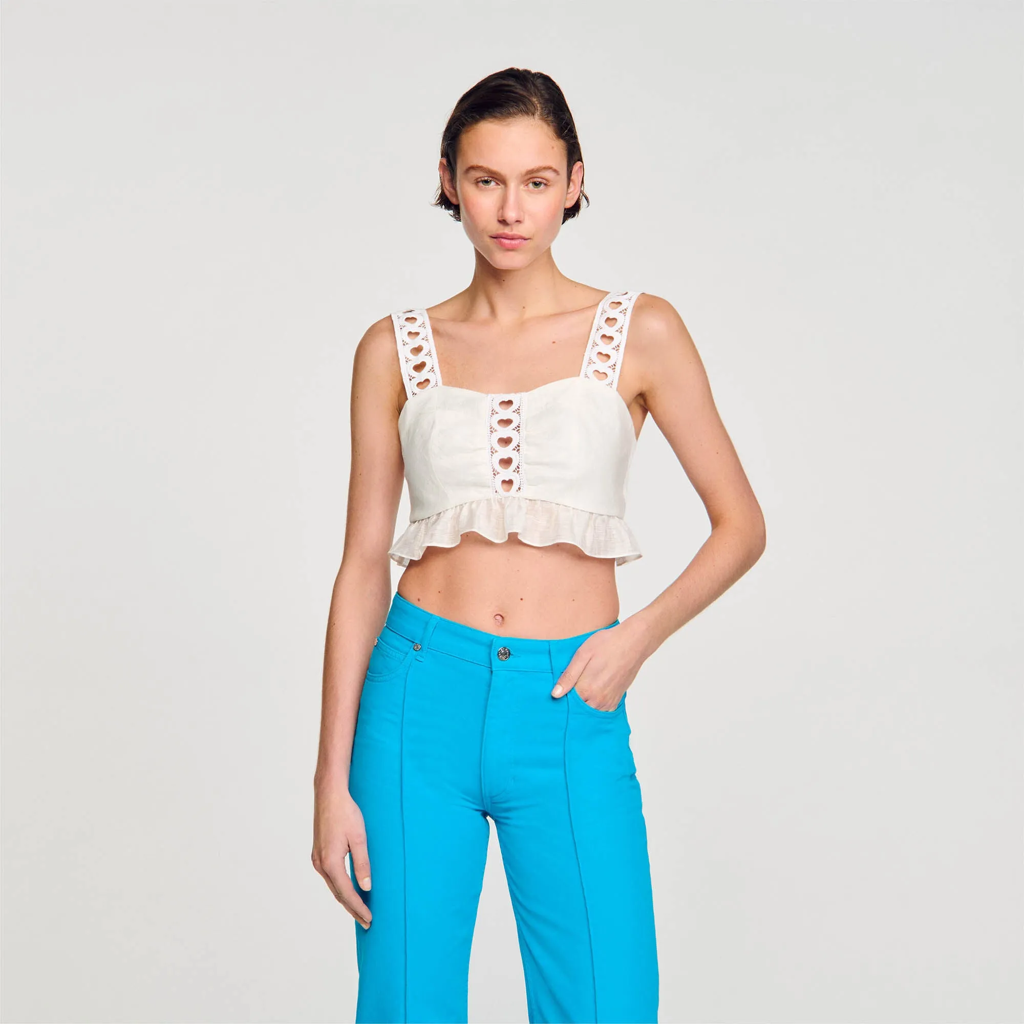 Linen Blend Crop Top