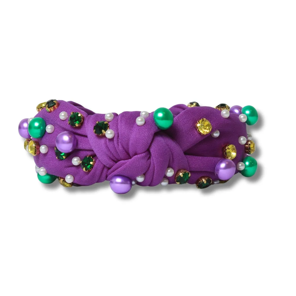 Mardi Gras Pearl Embellished Knotted Headband