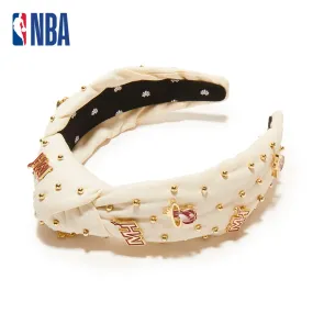 MIAMI HEAT LELE SADOUGHI / NBA IVORY EMBELLISHED KNOTTED HEADBAND