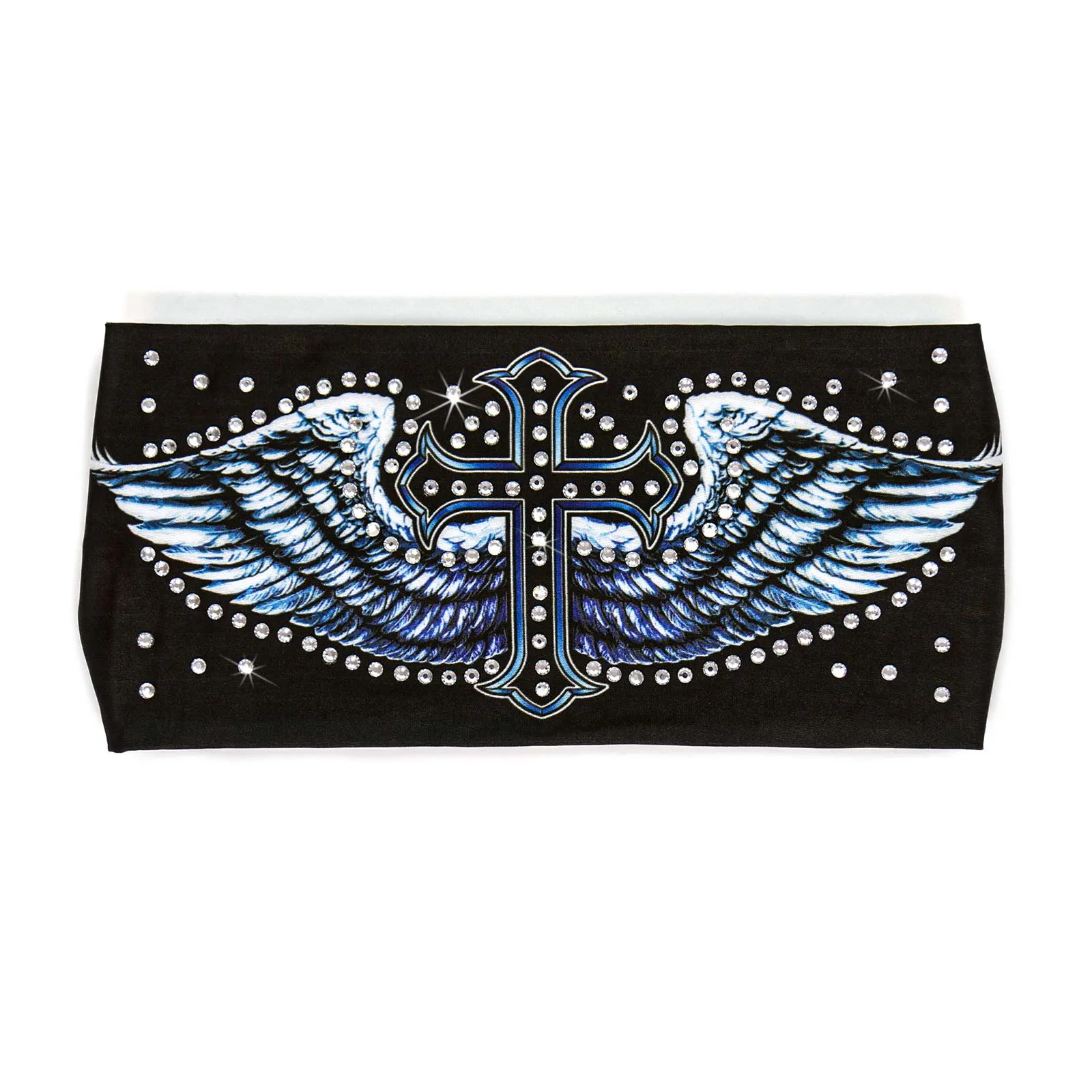 Milwaukee Leather | Bling Designed Wide Headbands-Headwraps for Women Biker Bandana with Cross Wings - MLA8018