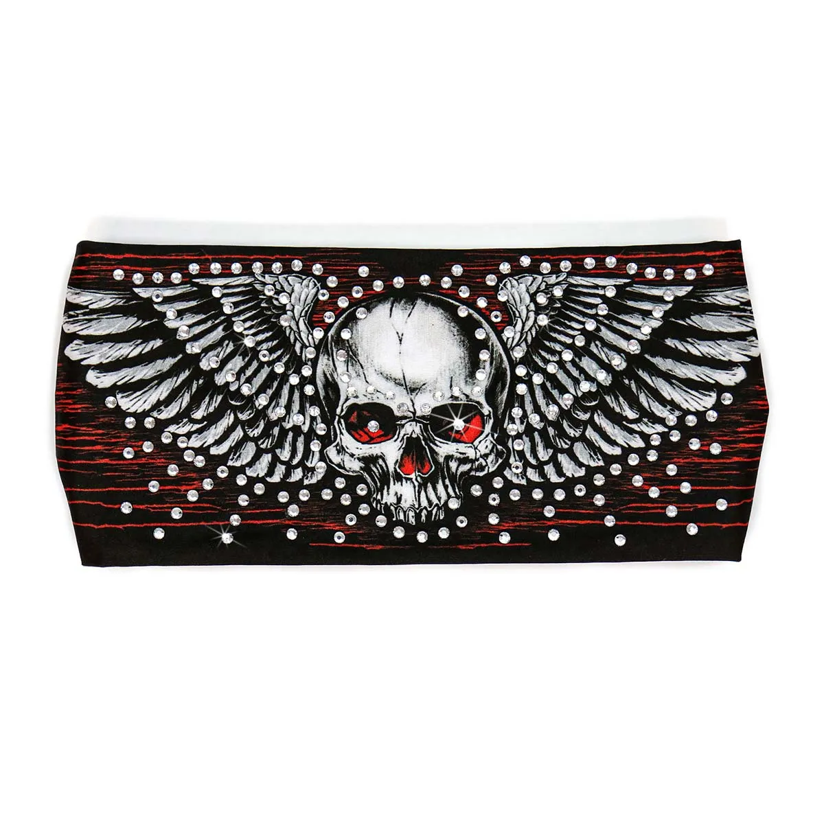 Milwaukee Leather | Bling Designed Wide Headbands-Headwraps for Women Biker Bandana with Skull And Wings - MLA8041