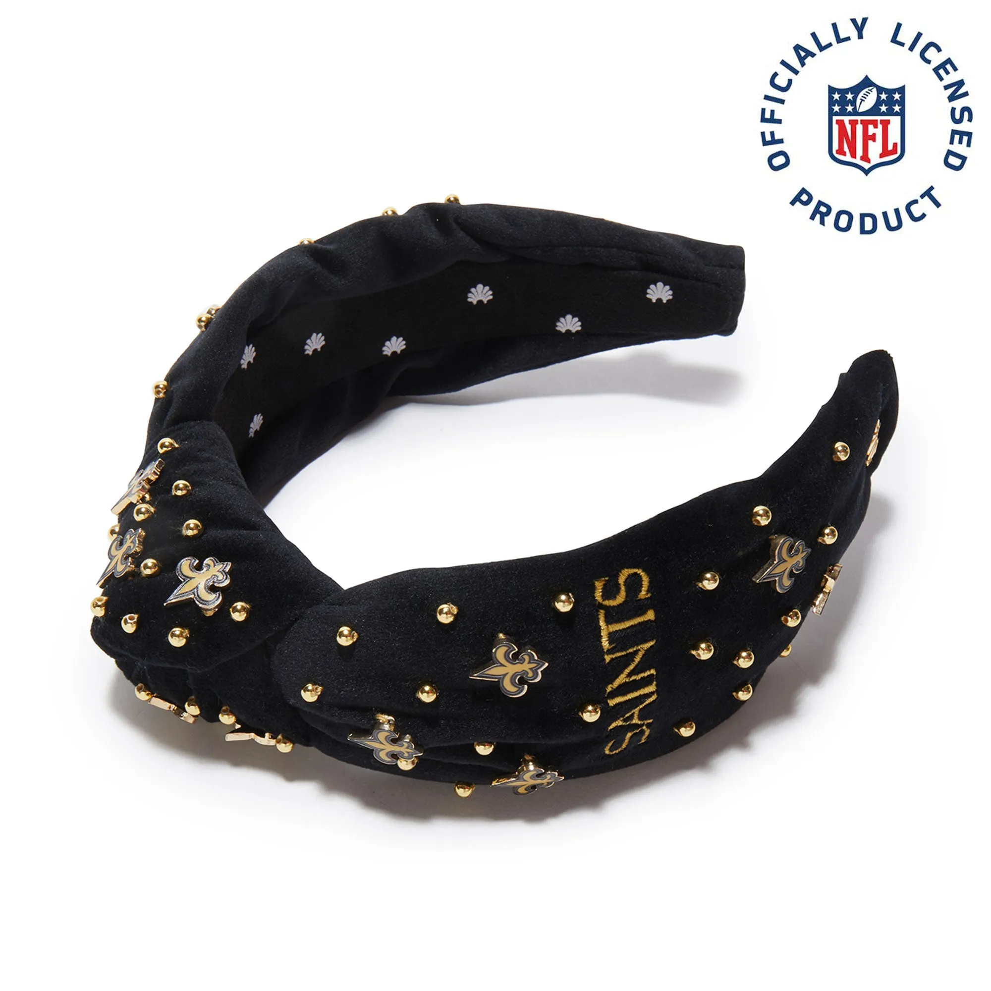 NEW ORLEANS SAINTS LELE SADOUGHI X NFL JET EMBELLISHED KNOTTED HEADBAND