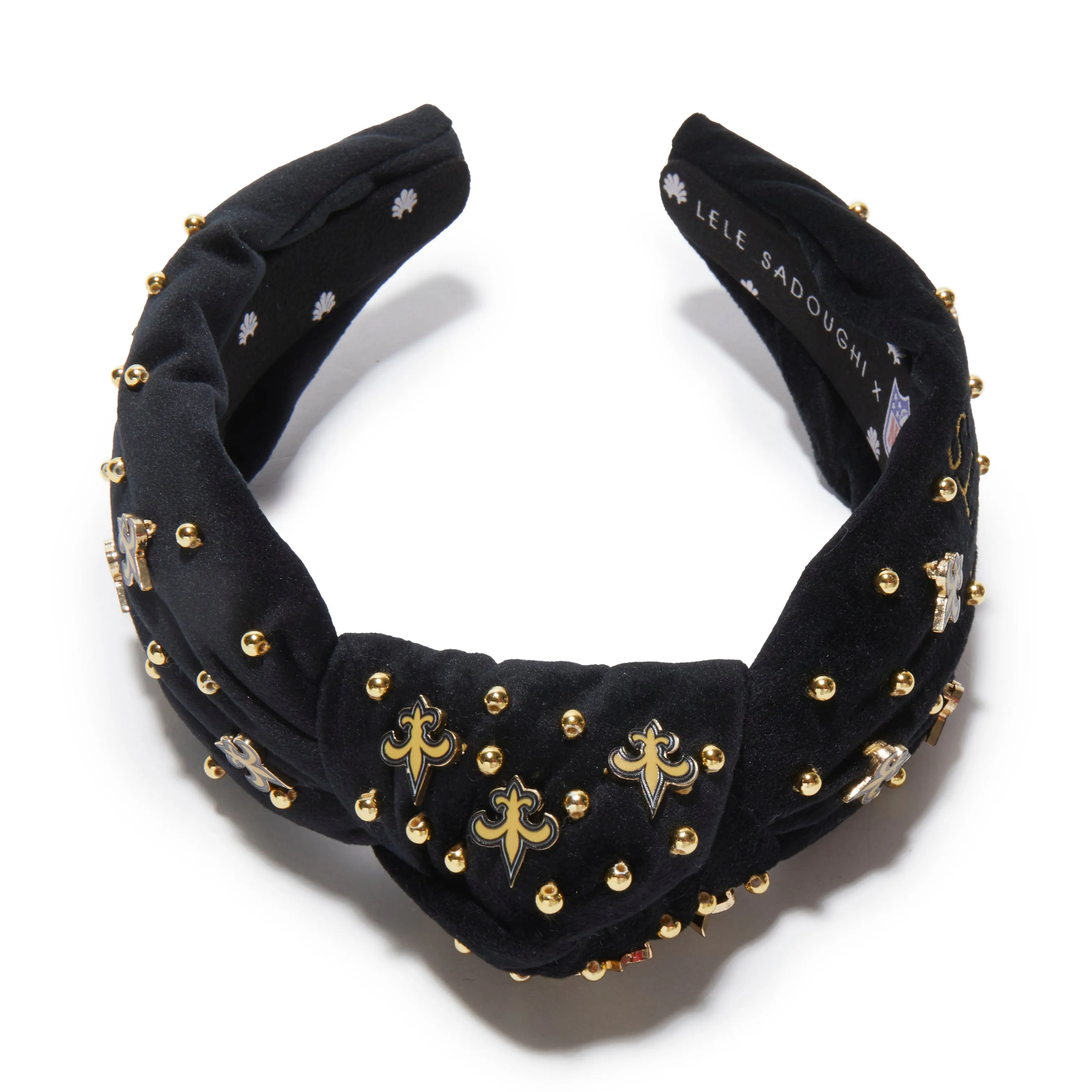 NEW ORLEANS SAINTS LELE SADOUGHI X NFL JET EMBELLISHED KNOTTED HEADBAND