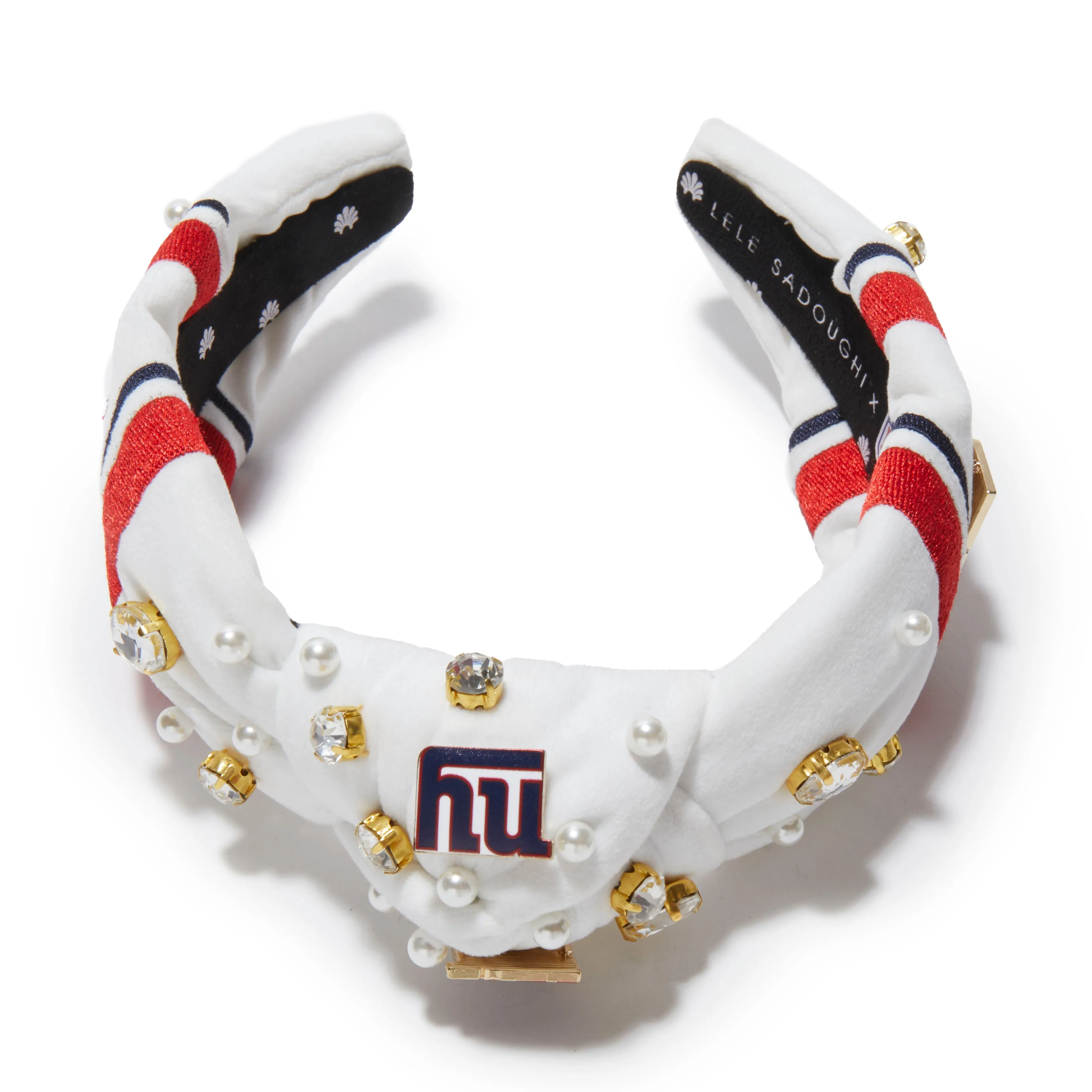 NEW YORK GIANTS LELE SADOUGHI X NFL IVORY EMBELLISHED KNOTTED HEADBAND