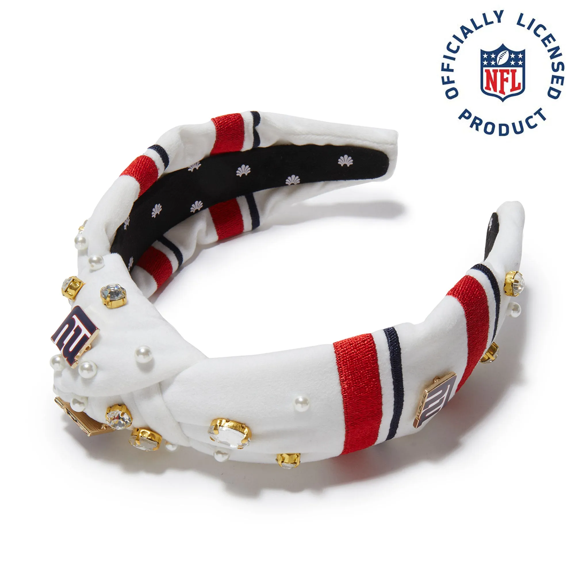 NEW YORK GIANTS LELE SADOUGHI X NFL IVORY EMBELLISHED KNOTTED HEADBAND