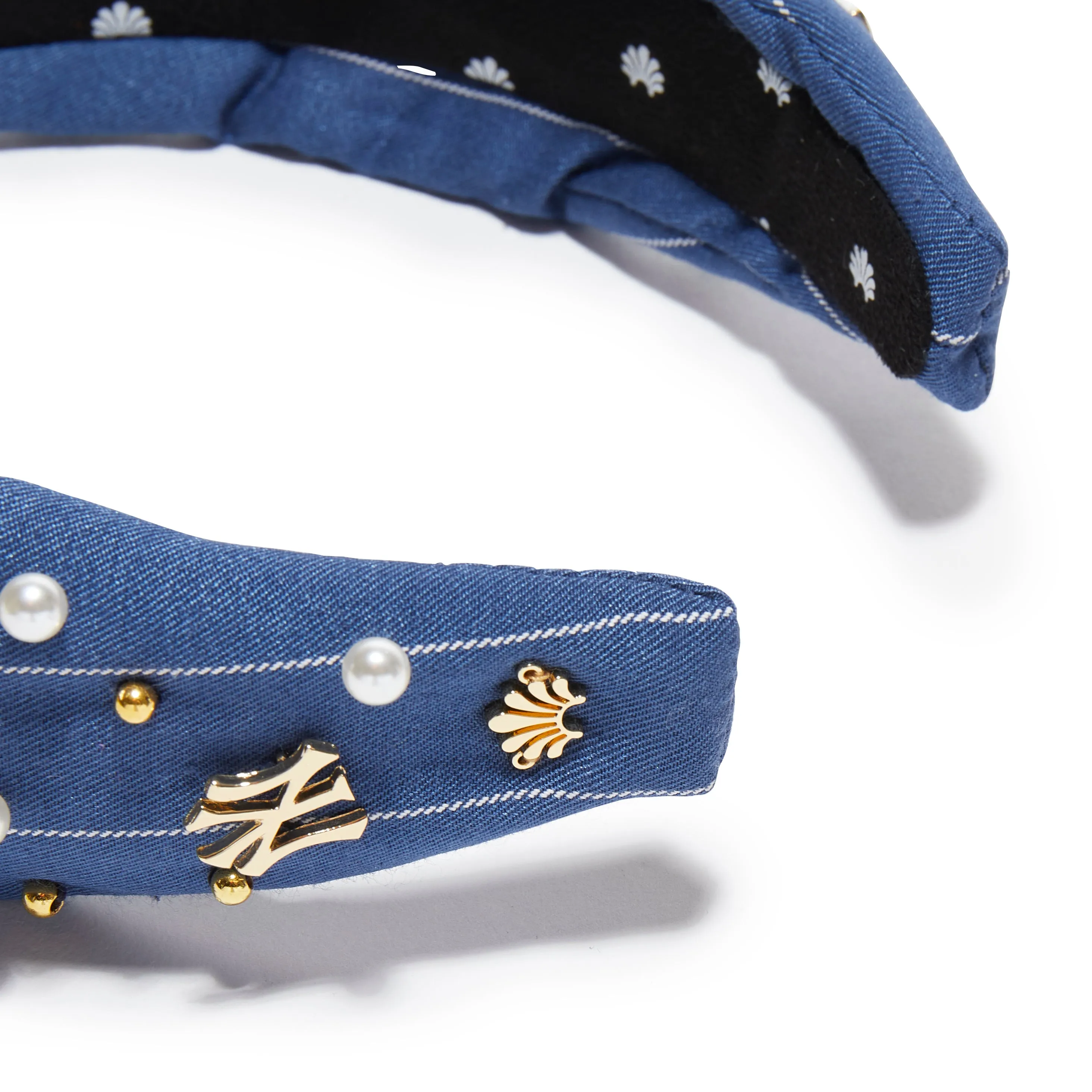 NY YANKEES LELE SADOUGHI / MLB NAVY EMBELLISHED KNOTTED HEADBAND