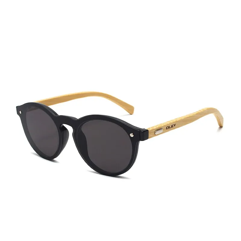 Oley Women's Round Bamboo Leg Color Film Sunglasses Z0479