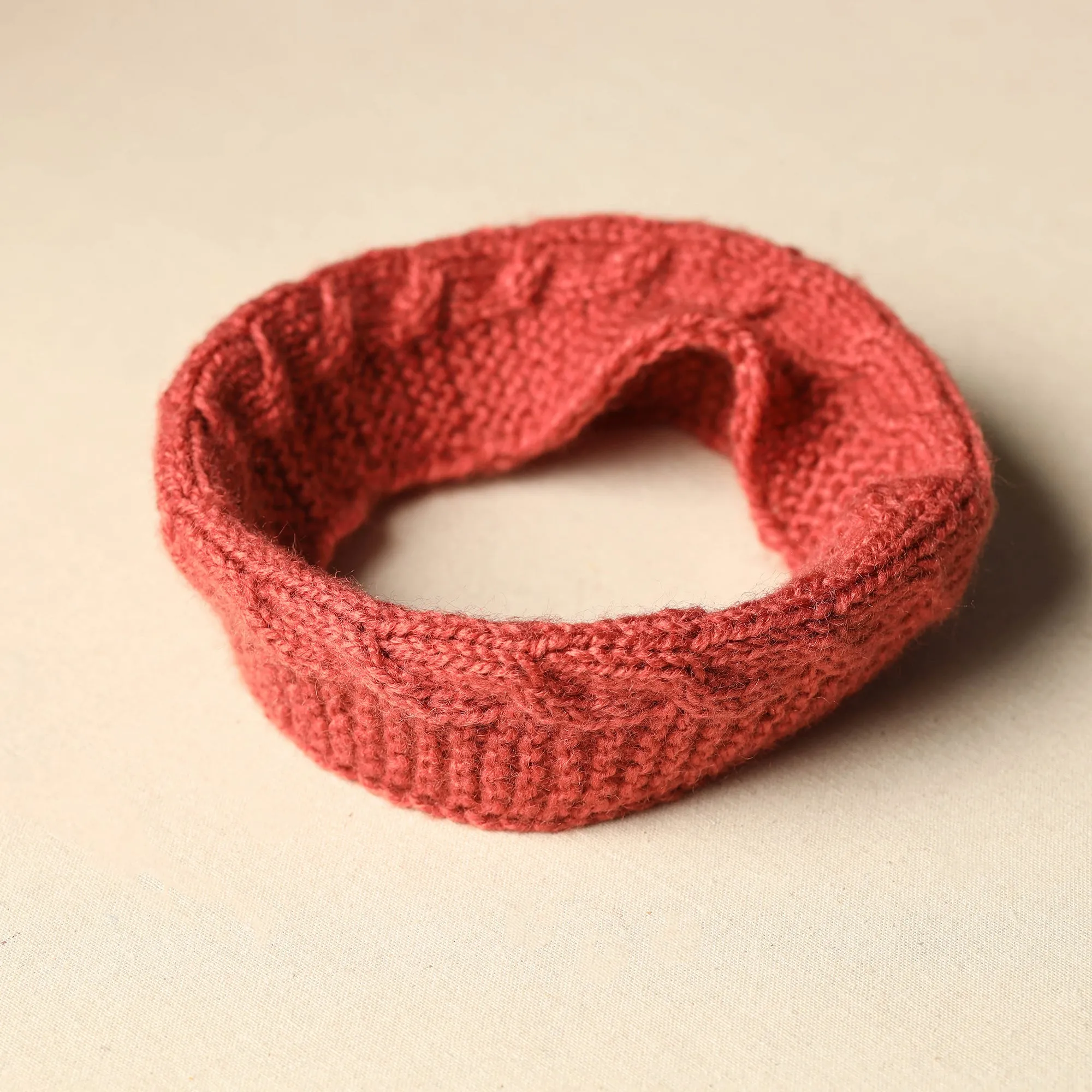 Orange - Kumaun Hand Knitted Woolen Warm Headband 07