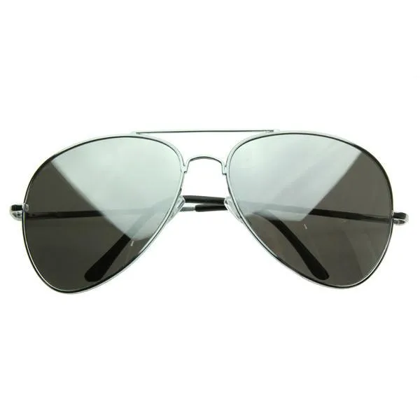 Oversize Classic Retro Mirrored Lens Metal Aviator Sunglasses 1588 [3 Pack]