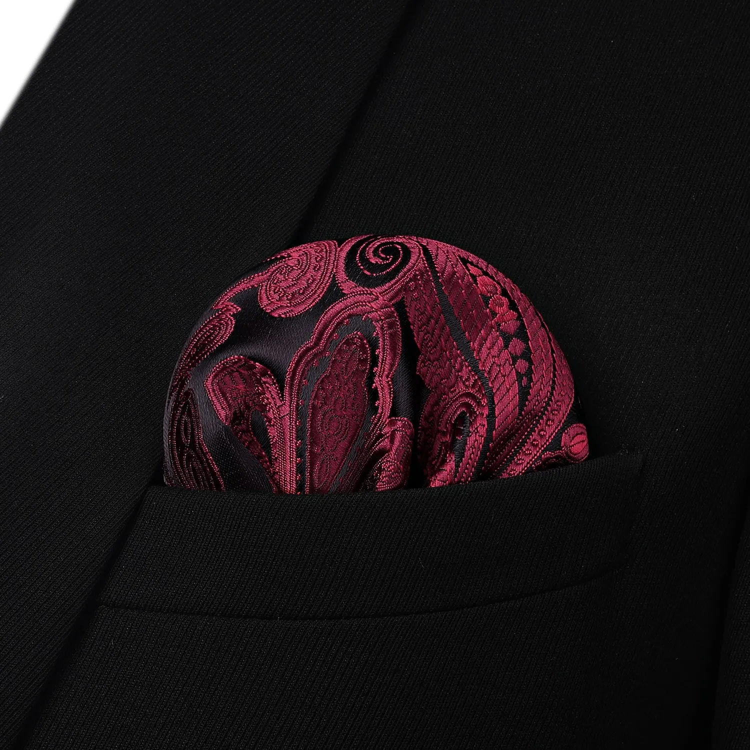 Paisley Bow Tie & Pocket Square - BURGUNDY-4