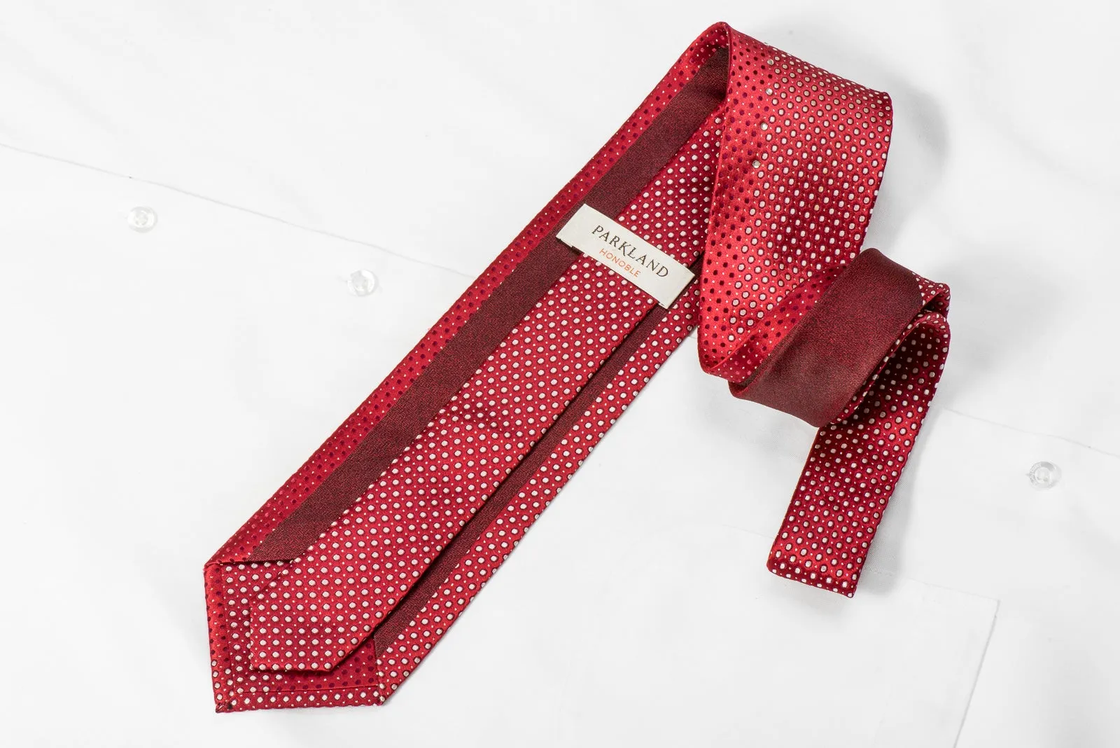 Parkland Men's Crystal Tie Silver Dots On Red With Silver Sparkles