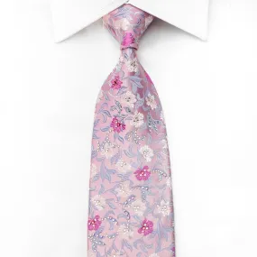 Perry Ellis Men's Silk Tie Floral On Pink Sparkling With Crystal Rhinestones