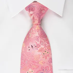 Pierre Cardin Silk Necktie Floral On Pink With Rhinestones