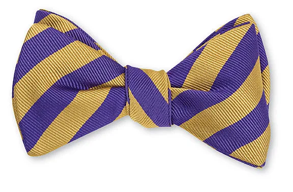 Purple/ Gold Bar Stripes Bow Tie - B647