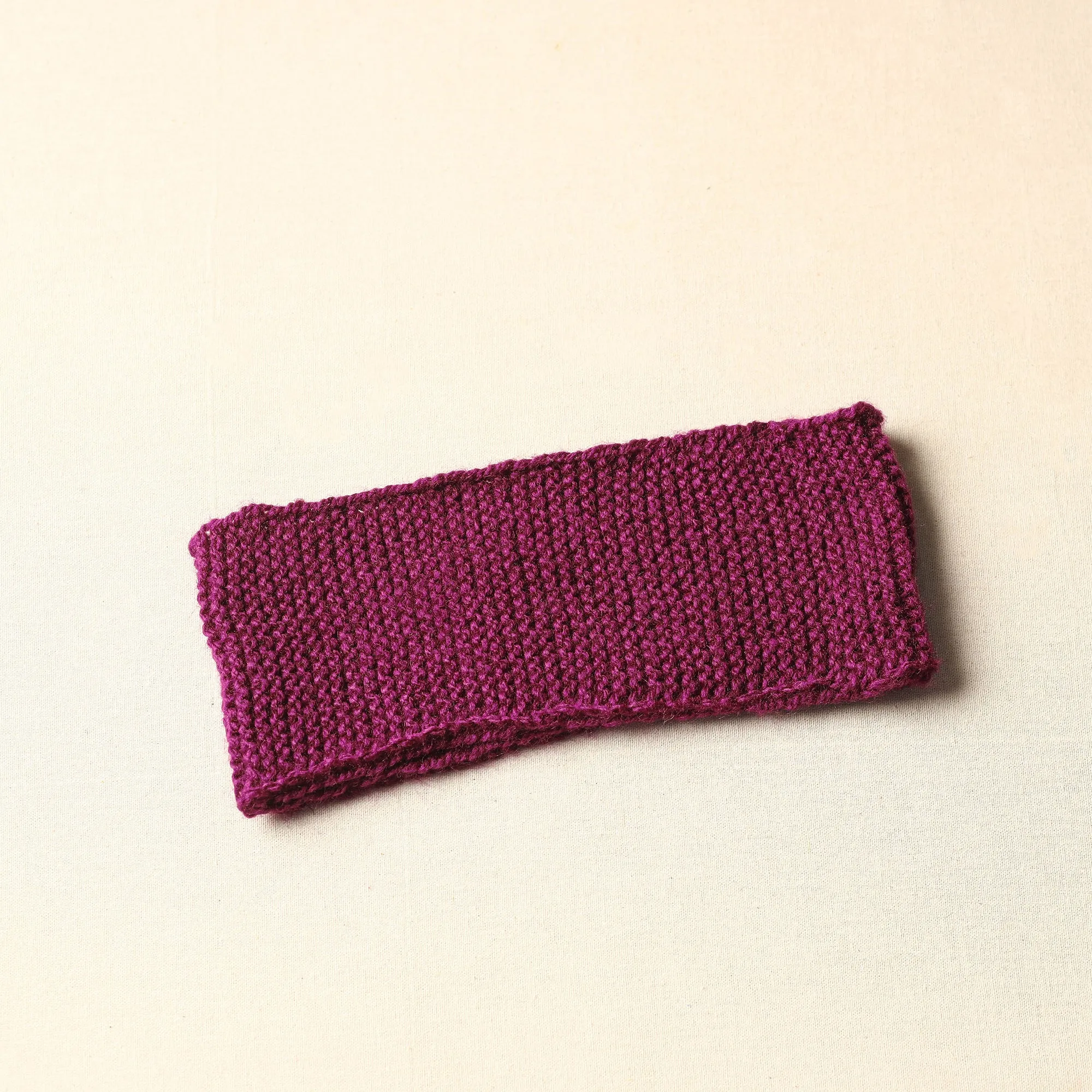 Purple - Kumaun Hand Knitted Woolen Warm Headband 04