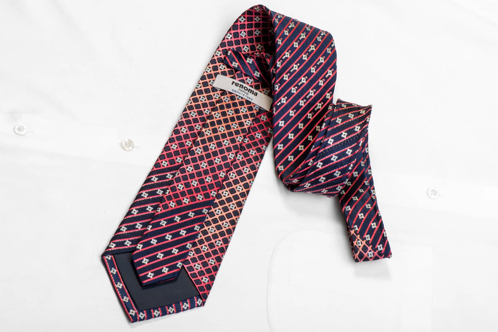 Purple Trellis On Navy Rhinestone Necktie With Silver Sparkles