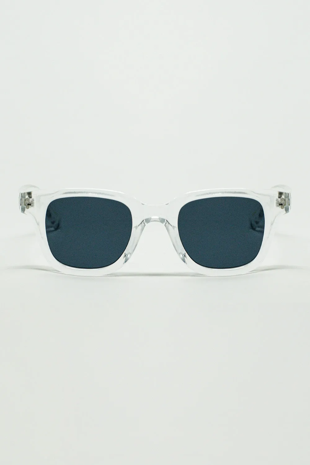 Retro Round Sunglasses With Smoke Black Lense and Transparent Frame