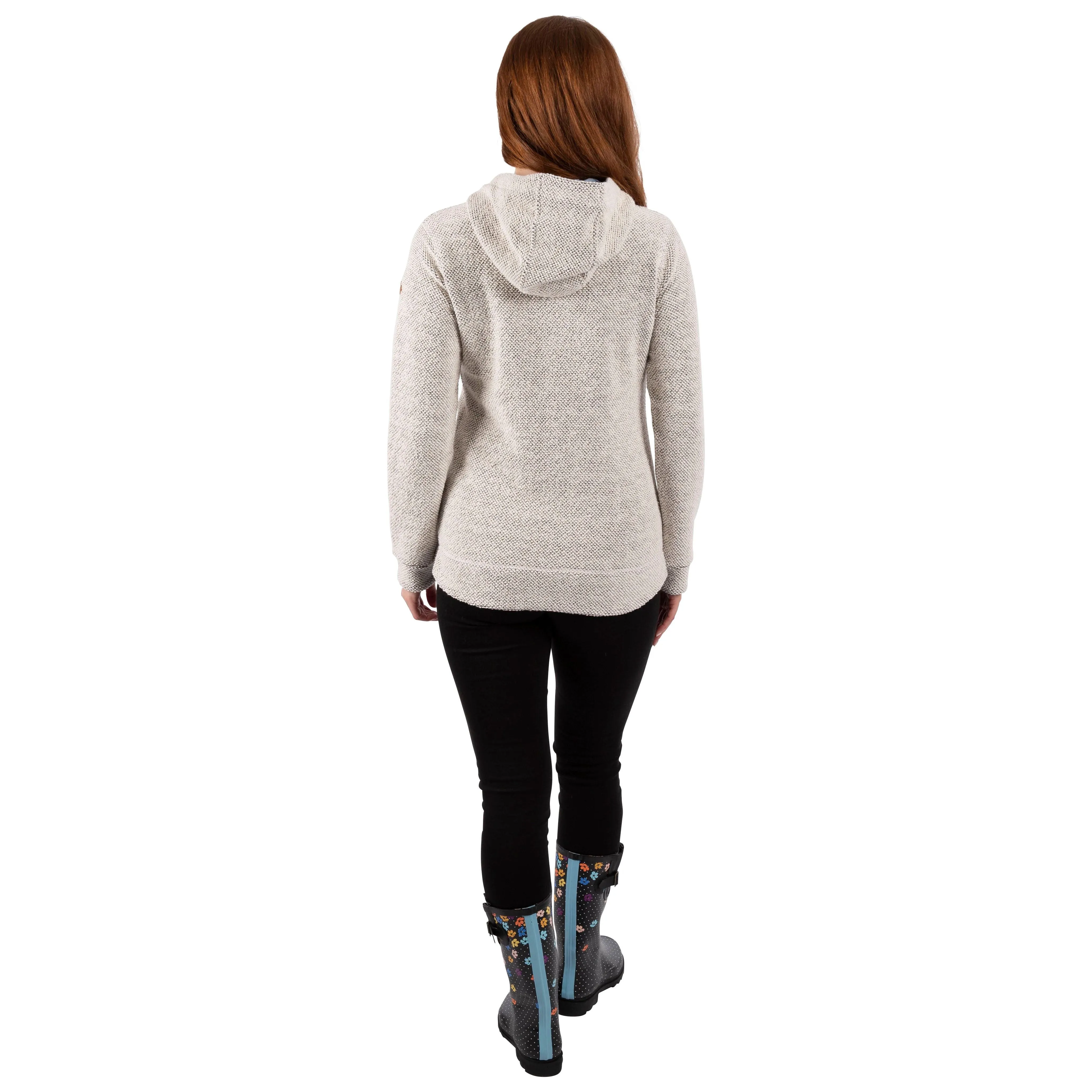 Ronee Women's Full Zip Knitted Hoodie in Off White Denim Blue