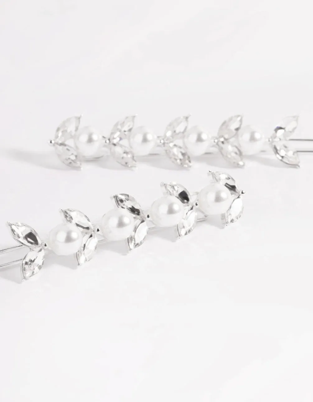 Silver Diamante & Pearl Row Clip Pack