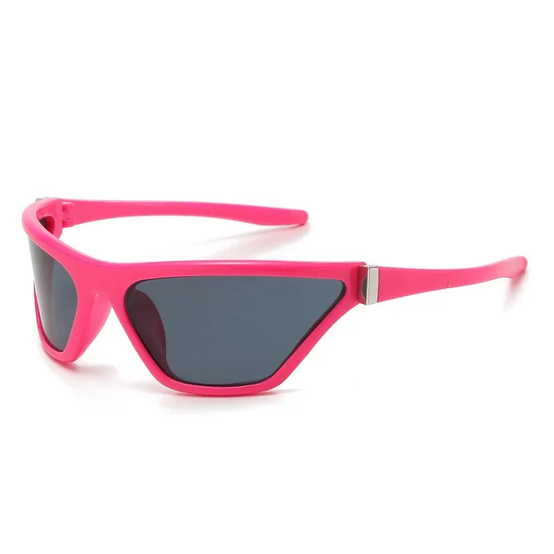 So Trendy Future Y2g Flying Red Reflective Sunglasses Concave Style Street Shot UV-Proof Sports Sunglasses