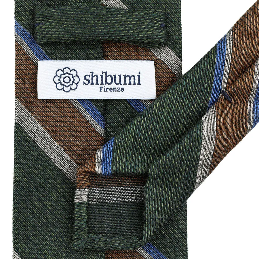 Striped Silk / Wool / Cotton Tie - Forest