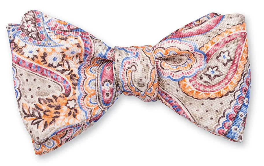 Tan/Pink Bernadette Paisley Bow Tie - B5419