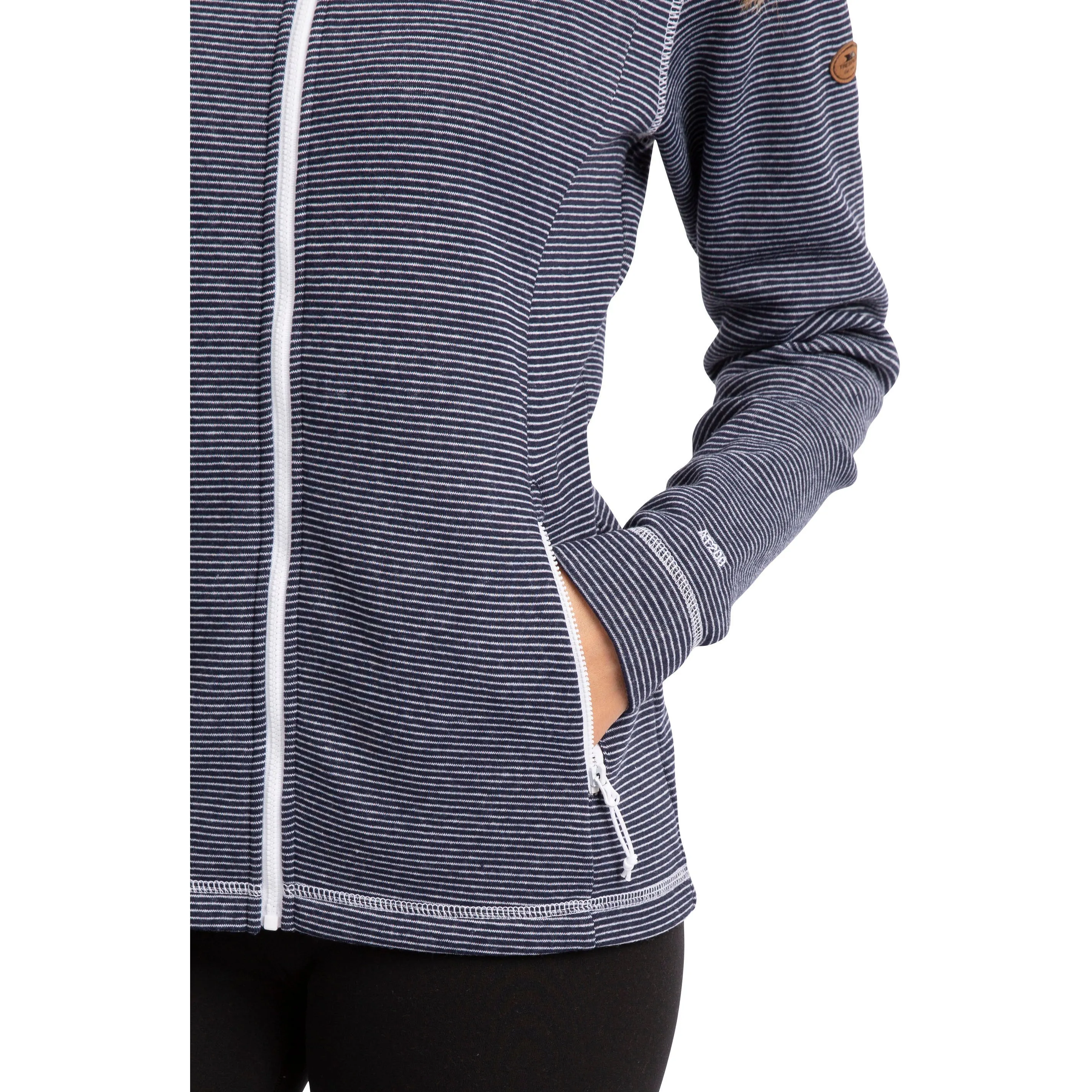 Trespass Women's Fleece Hoodie Rootless in Navy Stripe