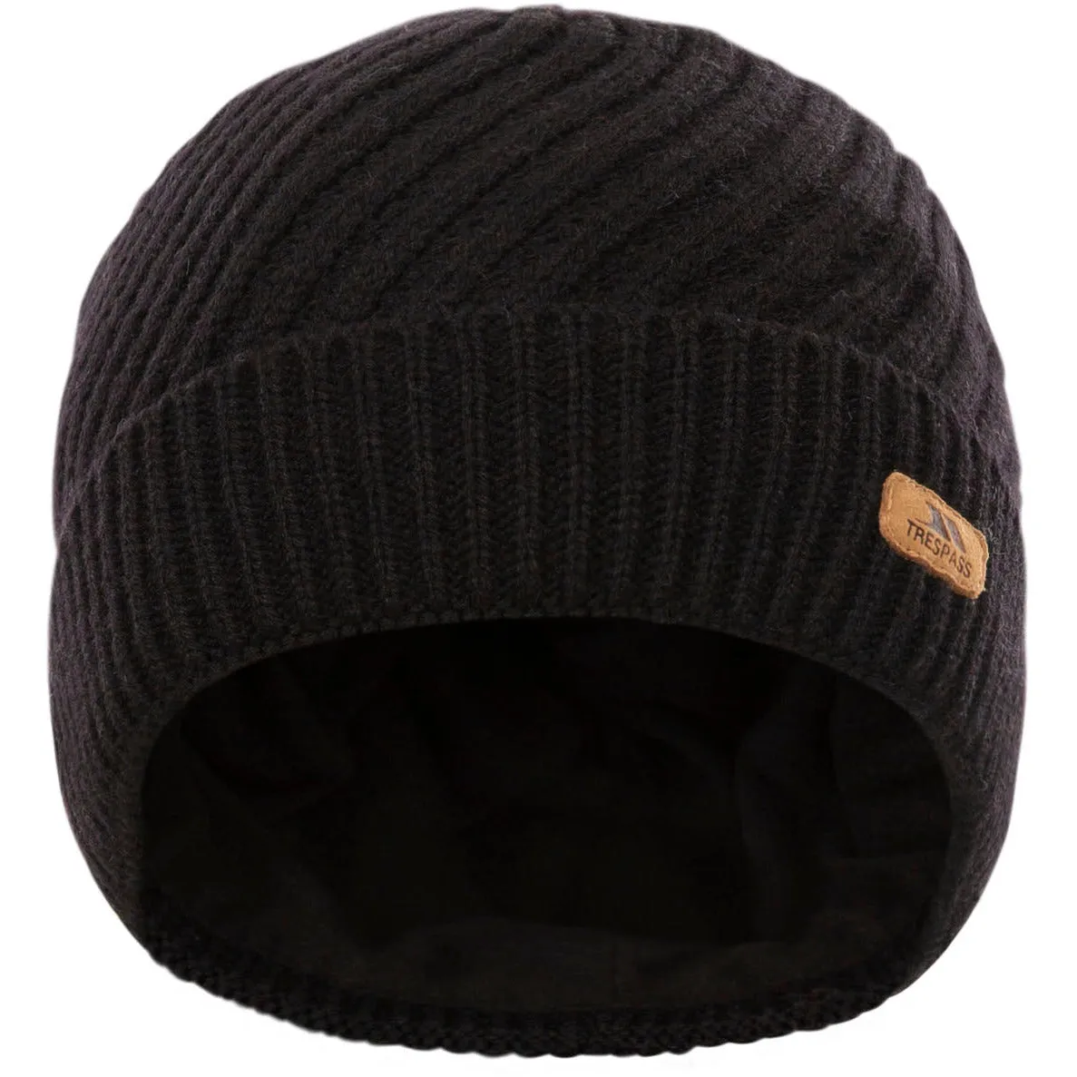 Twisted Womens Knitted Hat in Black with Lining