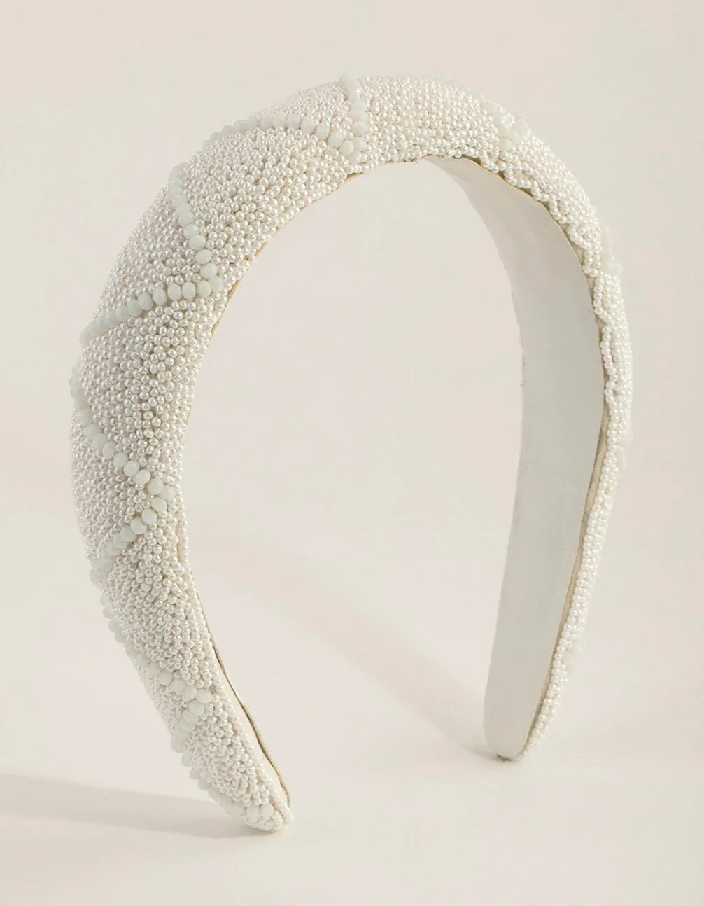 White Facet Bead Detailed Headband