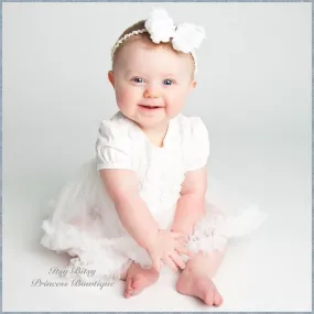 White Rose Bow headband