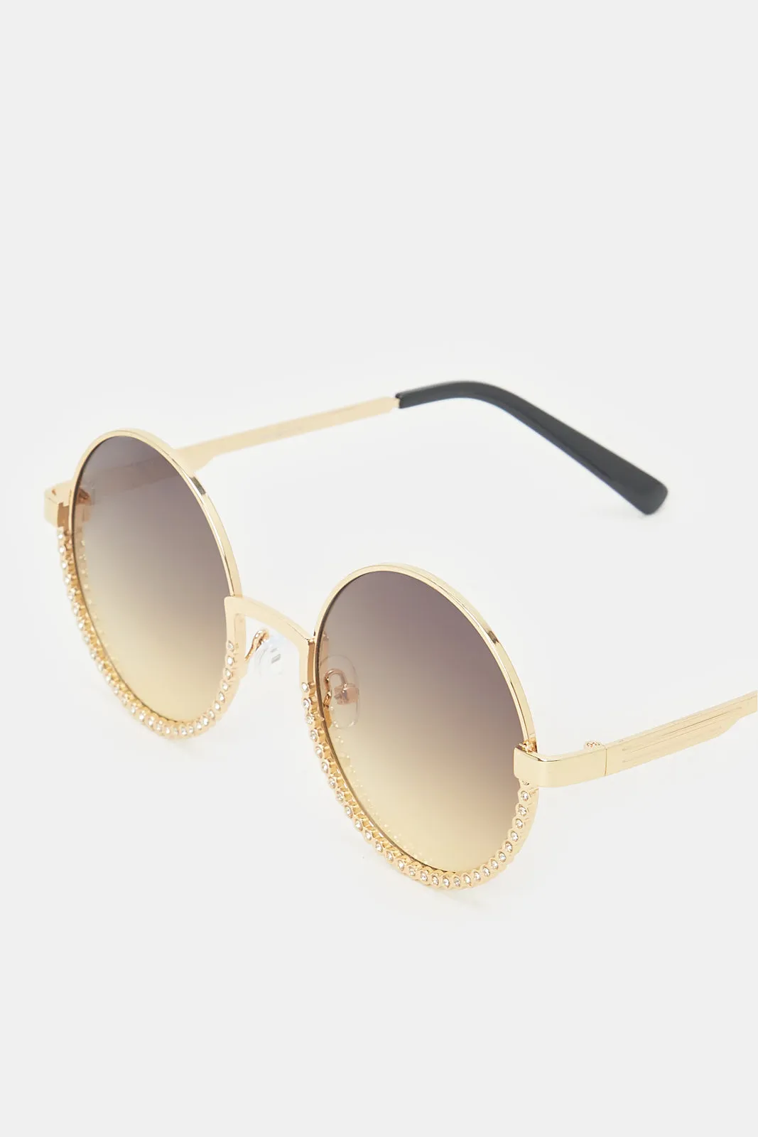 Women Gold Round Sunglasses