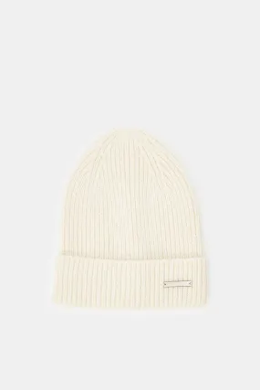 Women White Knitted Cap