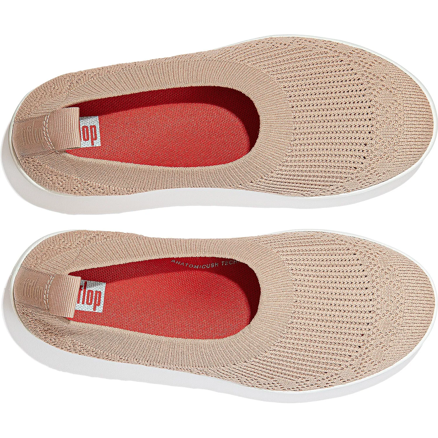 Women's FitFlop Uberknit Slip-On Ballerina Beige Knit Fabric