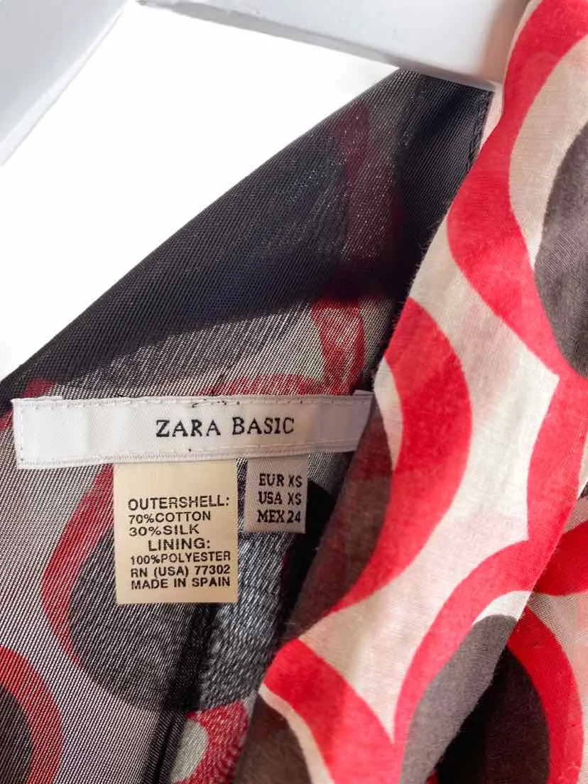 Zara Basic Women's Circle Print Halter Top Brown/Red Size XS