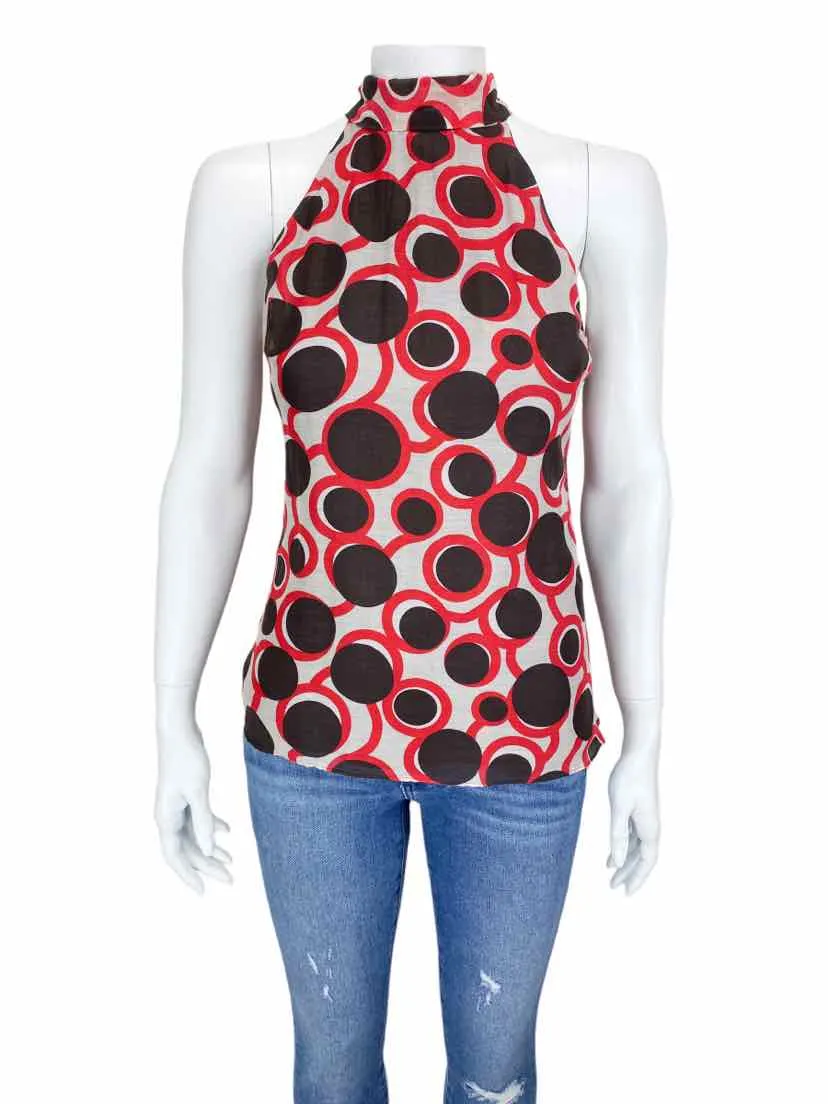 Zara Basic Women's Circle Print Halter Top Brown/Red Size XS